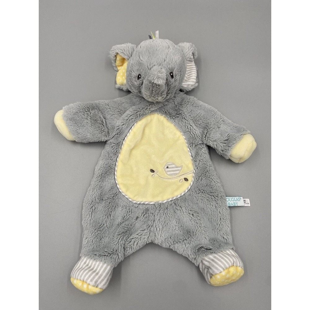 Douglas Baby 16" Elephant Sshlumpie Lovey Baby Security Blanket Gray & Yellow